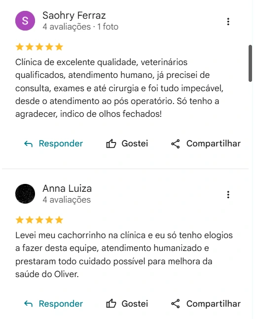 Avaliação de cliente no Google sobre a AC Pet